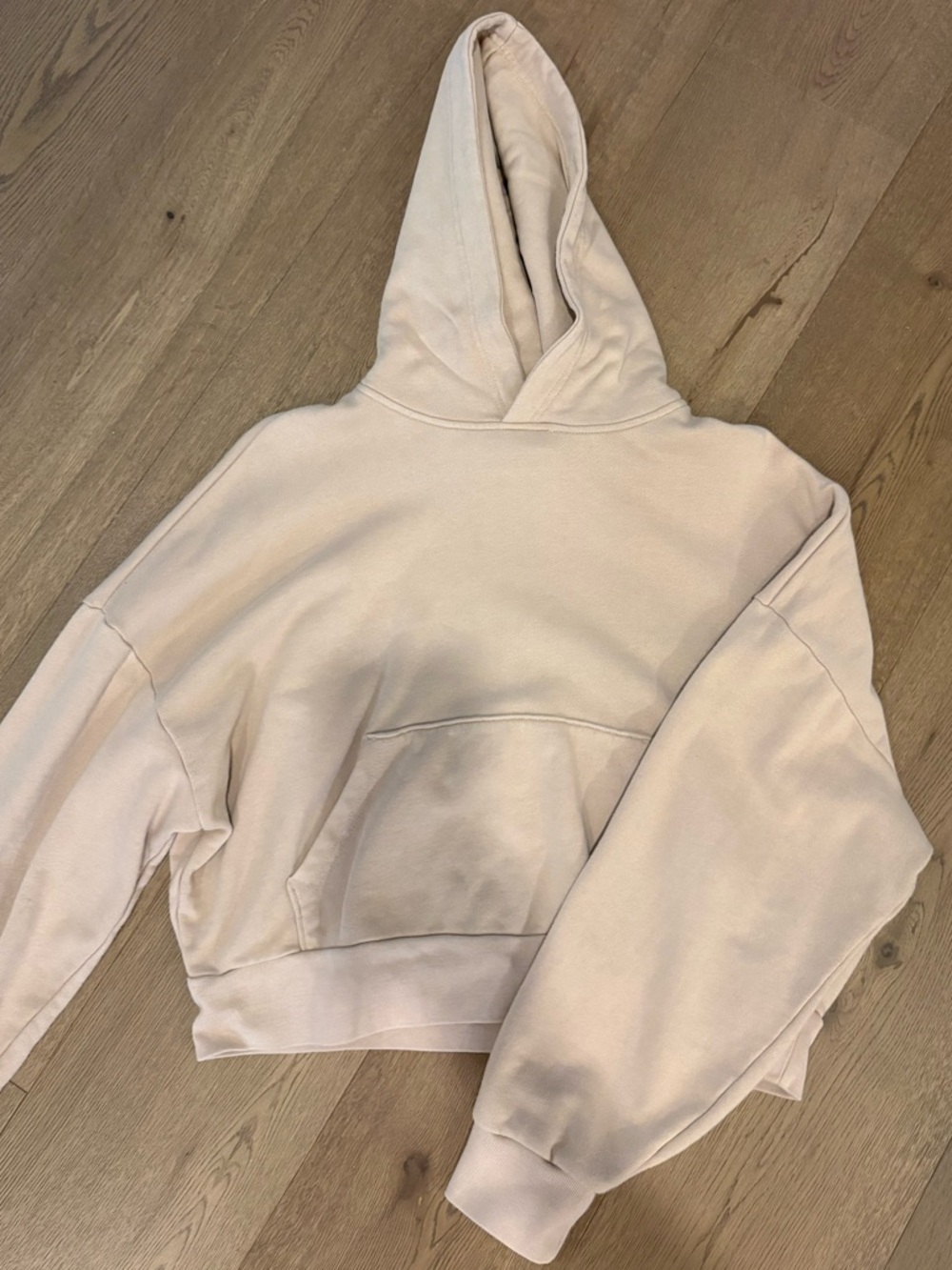 OAK+FORT Tan Cropped Hoodie